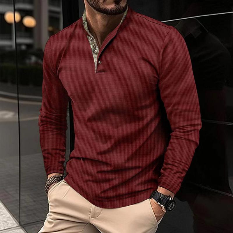 Men's Waffle Colorblock Long Sleeve T-shirt