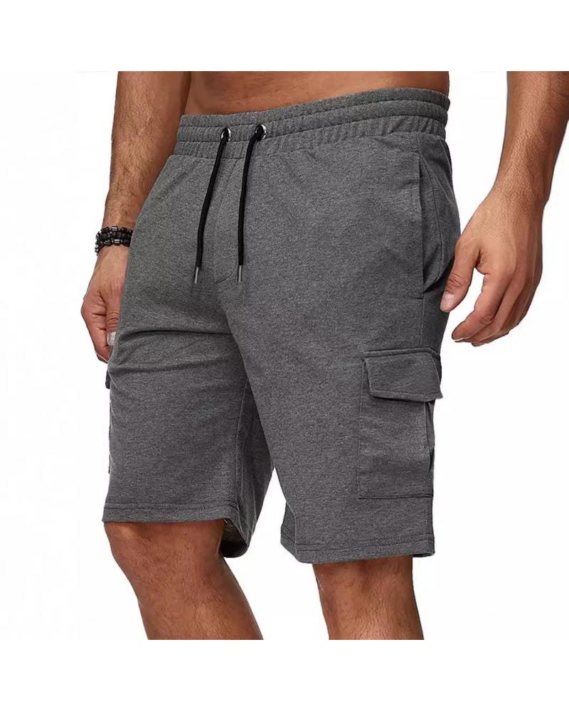 Men's Casual Solid Color Multi-Pocket Cargo Shorts